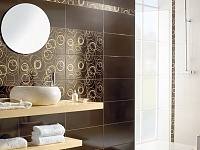 Темно-коричневая настенная керамическая плитка. Ванная комната. Фото 33