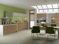 Зеленые крашеные стены на кухне. Фото 39