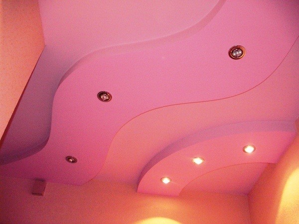 Потолок из гипсокартона. Розовый. Фото 31
