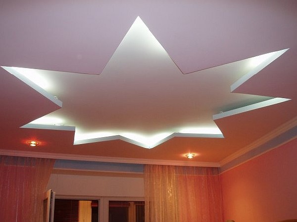 Потолок из гипсокартона в форме звезды. Фото 4