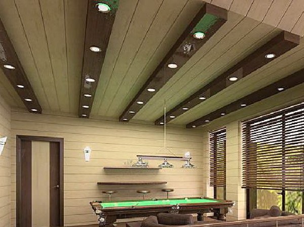 Реечный потолок со встроенными светильниками. Фото 2
