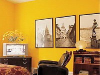 Желтые крашеные стены в спальне. Фото 37